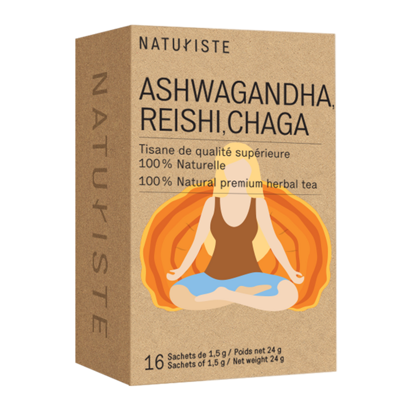 ASHWAGANDHA, REISHI, CHAGA HERBAL TEA
