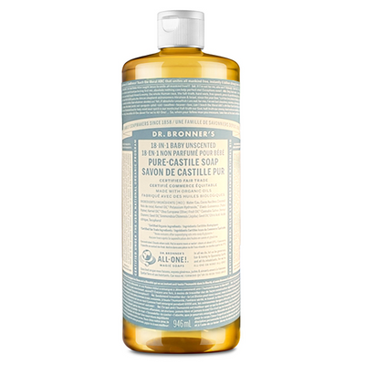 DR. BRONNER'S PURE-CASTILE LIQUID SOAP NON SCENTED BABY 946ML