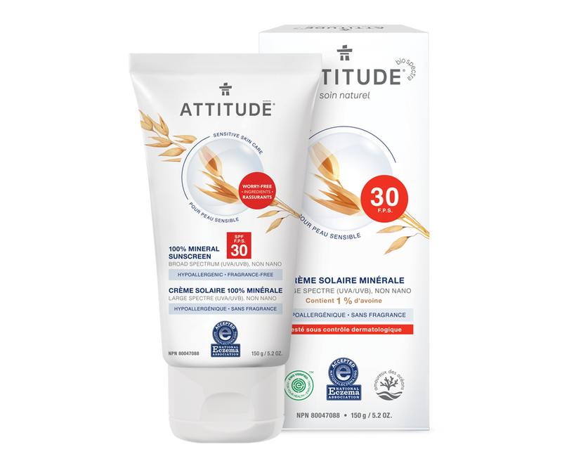 ATTITUDE CRÈME SOLAIRE PEAU SENSIBLE SANS PARFUM