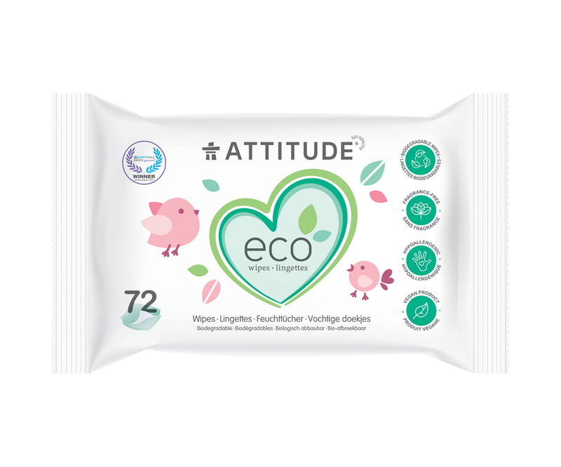 ATTITUDE BIODEGRADABLE WIPES 72UNITS