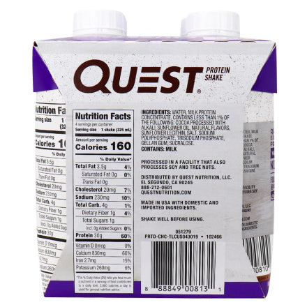 QUEST PROTEIN SHAKES CHOCO 4 X 325ML